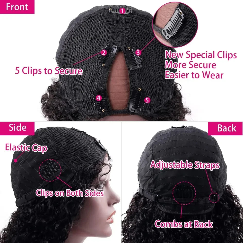 V Part Body Wave Wig 180% Density 100% Brazilian Hair Virgin Hair 18-32 Inch Full Machine Made Human Hair Wigs100% Human Hair Qu