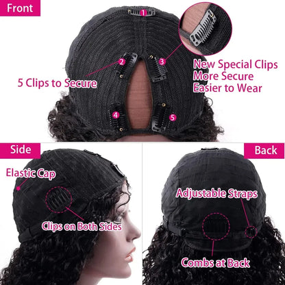 V Part Body Wave Wig 180% Density 100% Brazilian Hair Virgin Hair 18-32 Inch Full Machine Made Human Hair Wigs100% Human Hair Qu