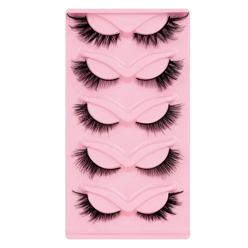 5 Pairs Cat Eye Lashes Faux Mink Eyelashes Natural long Manga Lashes Winged End Eye Elongated Eyelashes Fake Lashes Makeup