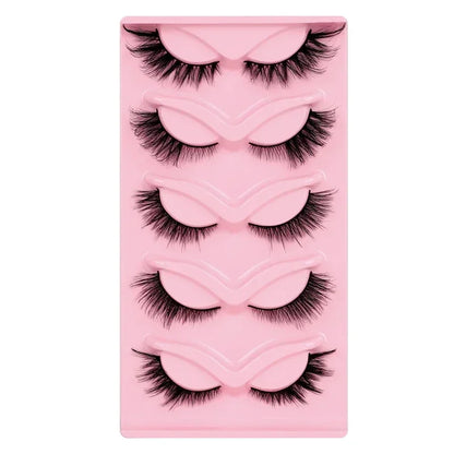 5 Pairs Cat Eye Lashes Faux Mink Eyelashes Natural long Manga Lashes Winged End Eye Elongated Eyelashes Fake Lashes Makeup