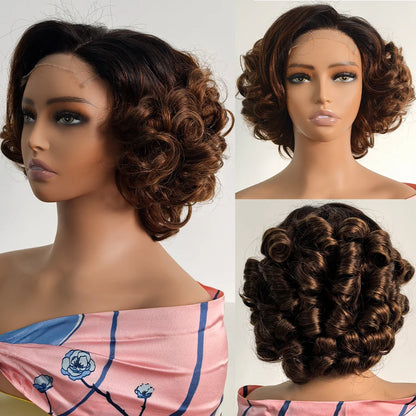 100% Raw Vietname Hair Bouncy Curly Wigs 5x5 HD Lace Closure Wear And Go Glueless Short Human Hair Lace Closure wig 250% Density