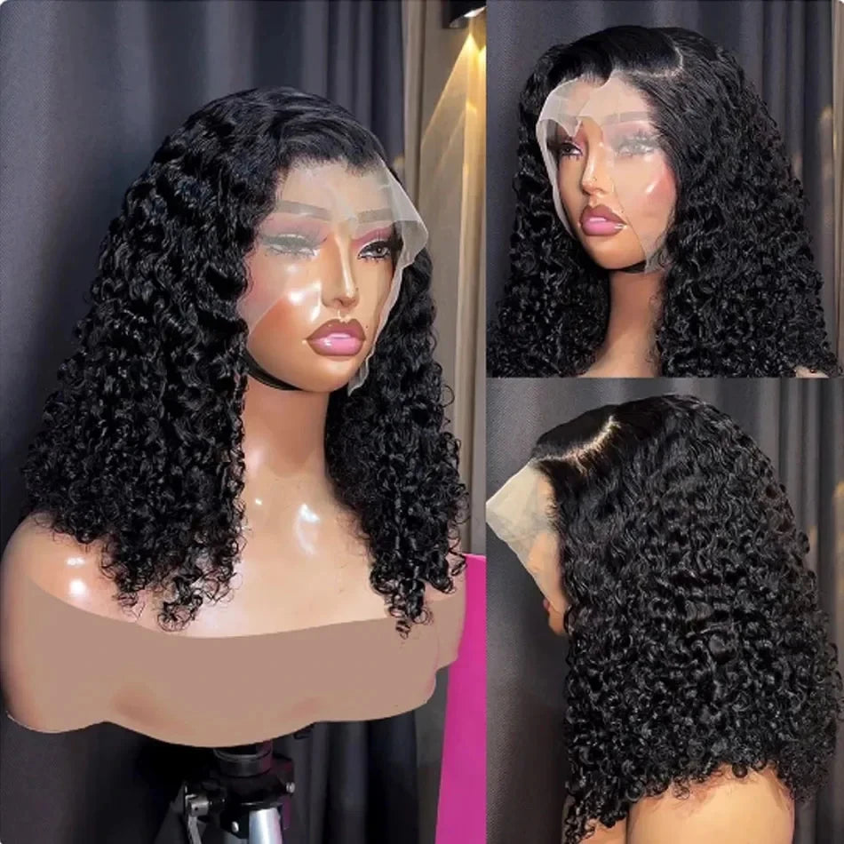 Loose Deep Wave Bob Wigs Human Hair 4x4 13x4 Lace Frontal Wig 220 Density Wig Kinky Curly Short Bob Wig Brazilian Hair For Women