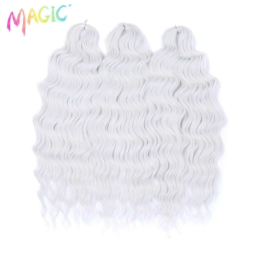 Magic Hair Synthetic Loose Deep Wave Braiding Hair Extensions 24 Inch Water Wave Braid Hair Ombre Blonde Twist Crochet Curly Hai