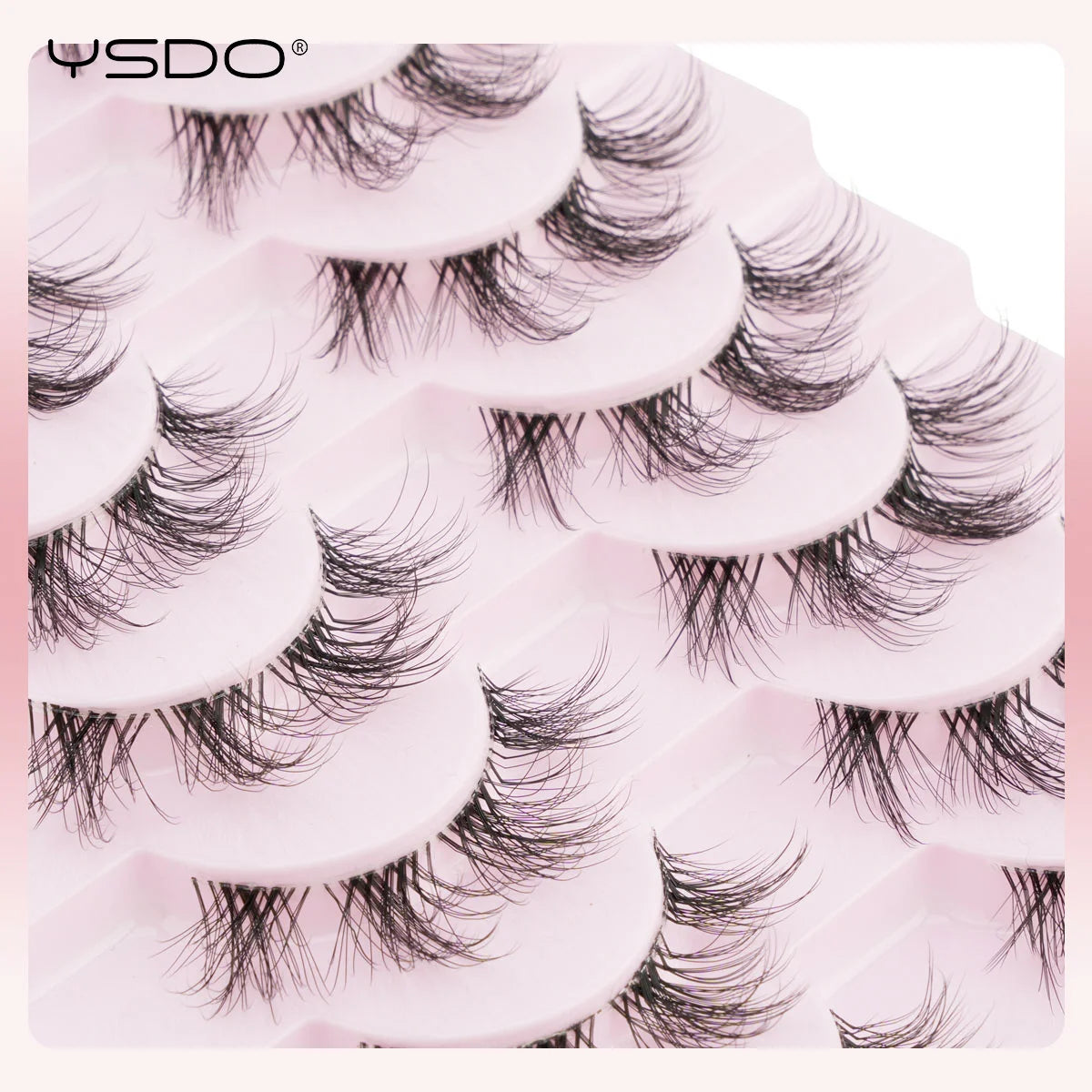 YSDO Natural Long Eyelashes 10 Pairs Wispy Soft 3D Mink Lashes Reusable Cat Eye Lashes Makeup Eyelash Extension Faux Cils