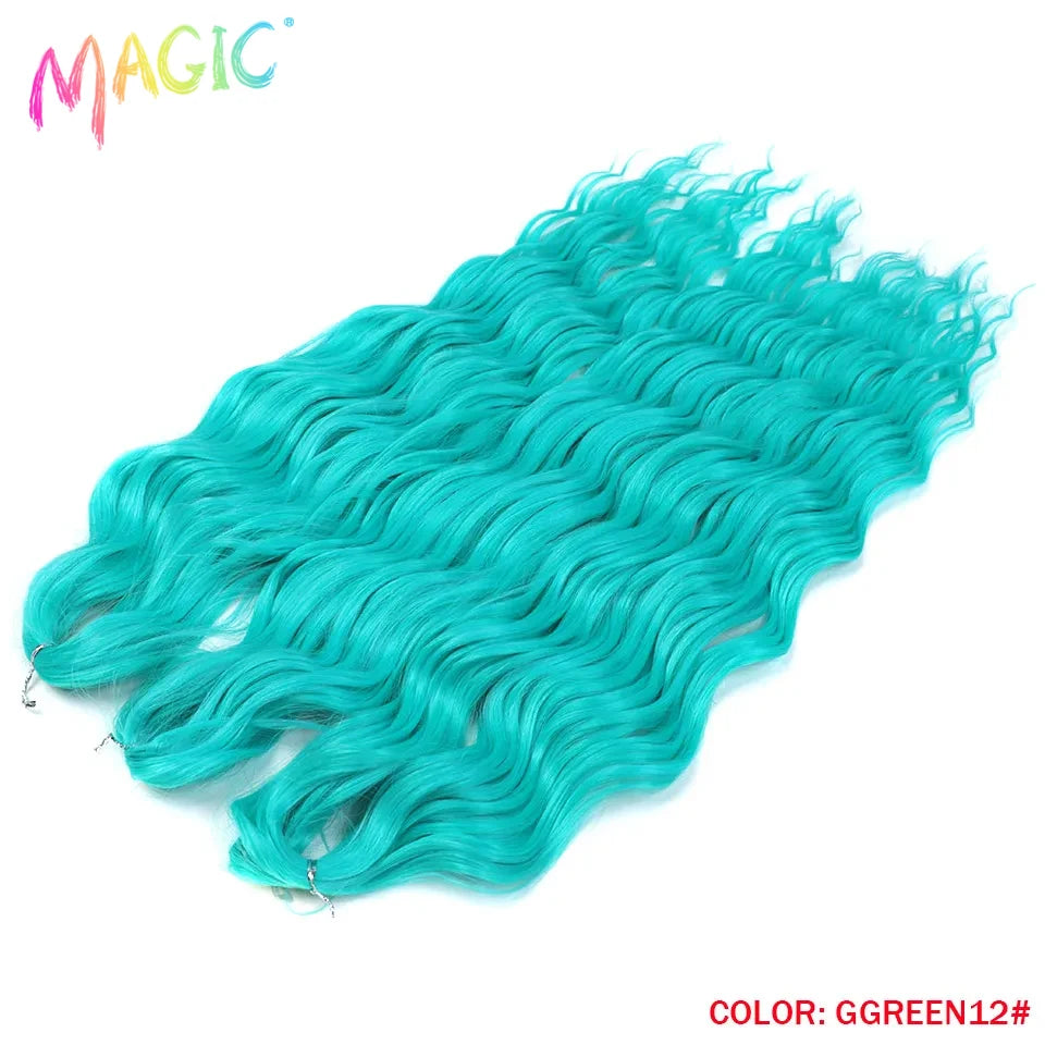 Magic Hair Synthetic Loose Deep Wave Braiding Hair Extensions 24 Inch Water Wave Braid Hair Ombre Blonde Twist Crochet Curly Hai