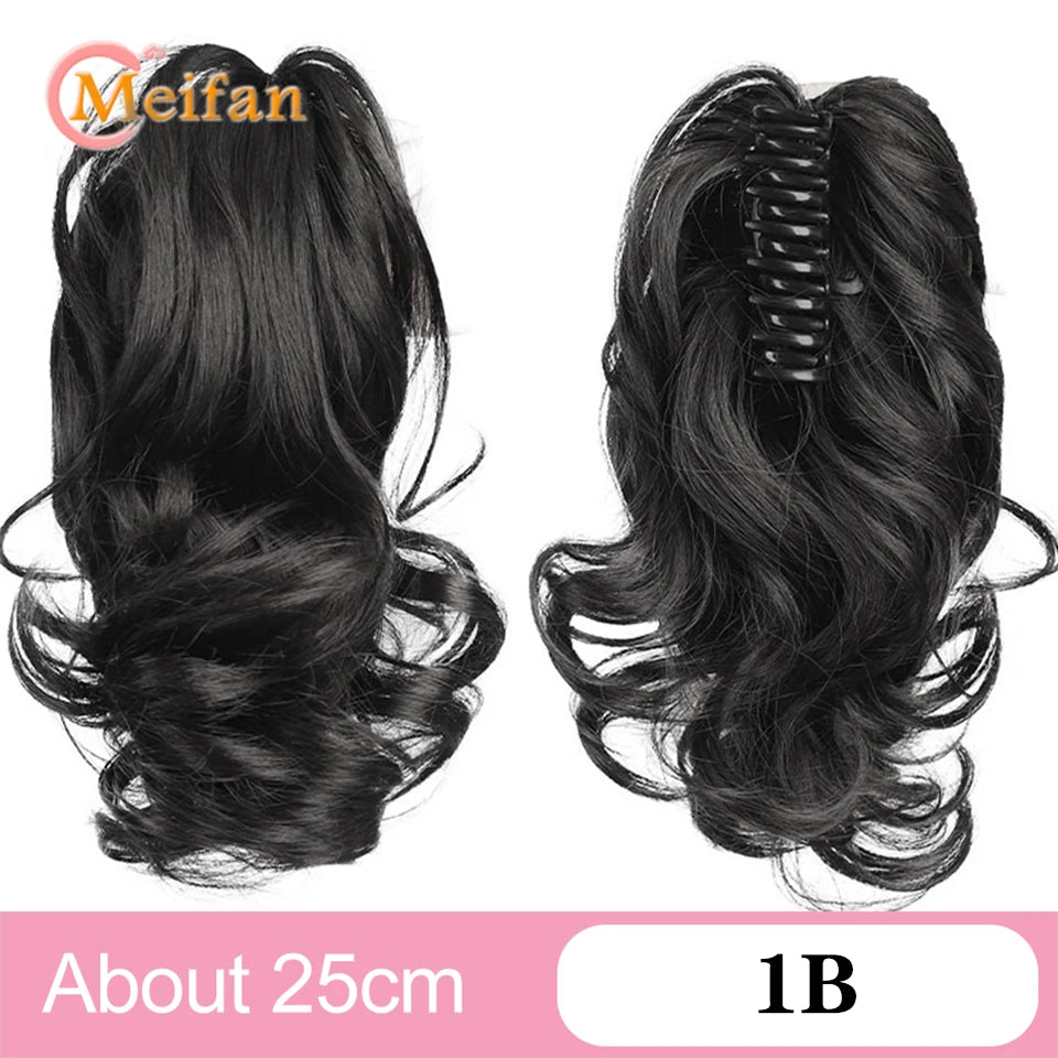 Ponytail Extension Synthetic Long Claw Curly Ponytail Mixed Blonde Clip in Hair Extension Natural Looking Hairpiece for Women