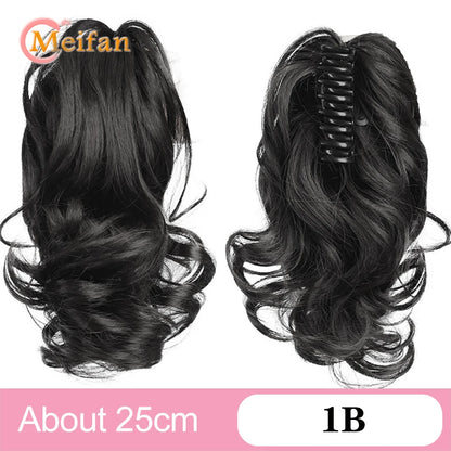 Ponytail Extension Synthetic Long Claw Curly Ponytail Mixed Blonde Clip in Hair Extension Natural Looking Hairpiece for Women