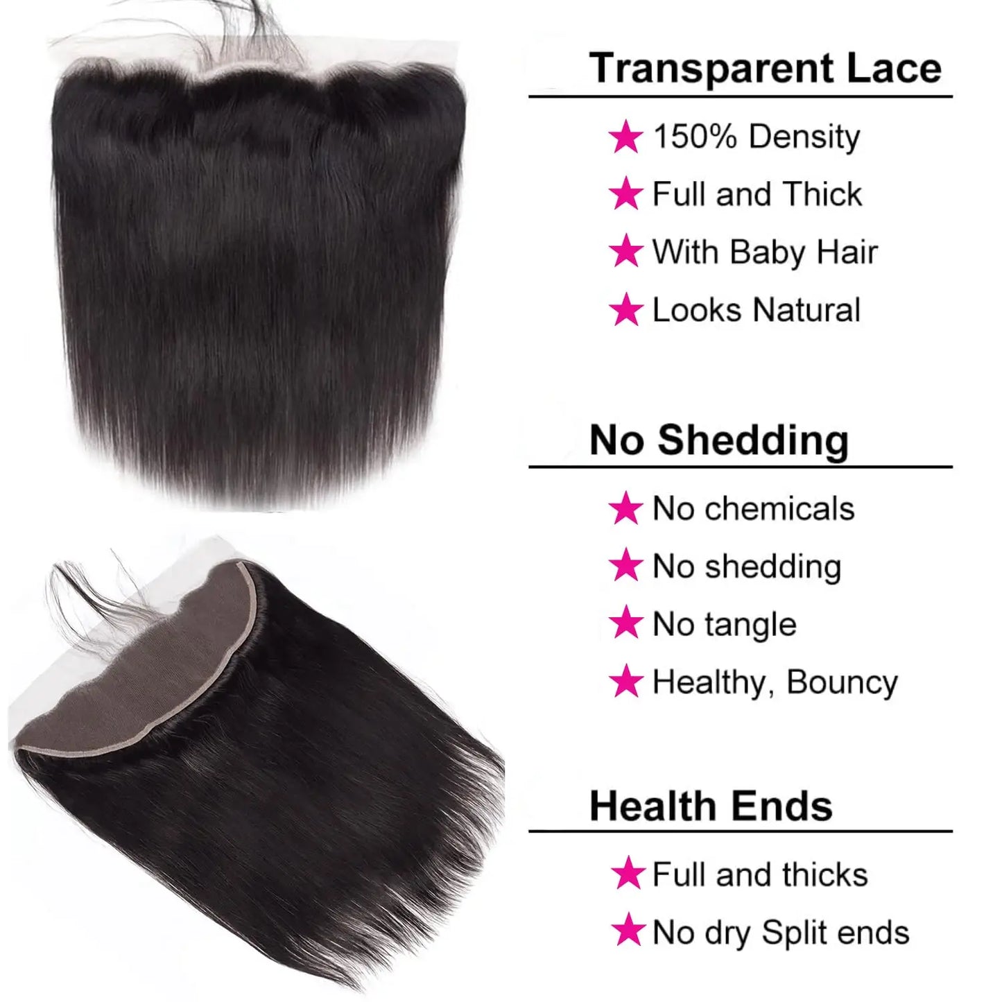 Straight Bundles Human Hair with Frontal Closure Brazilian 100% Human Hair Bundles with 13x4 Lace Frontal Virgin Weave 3 Bundles