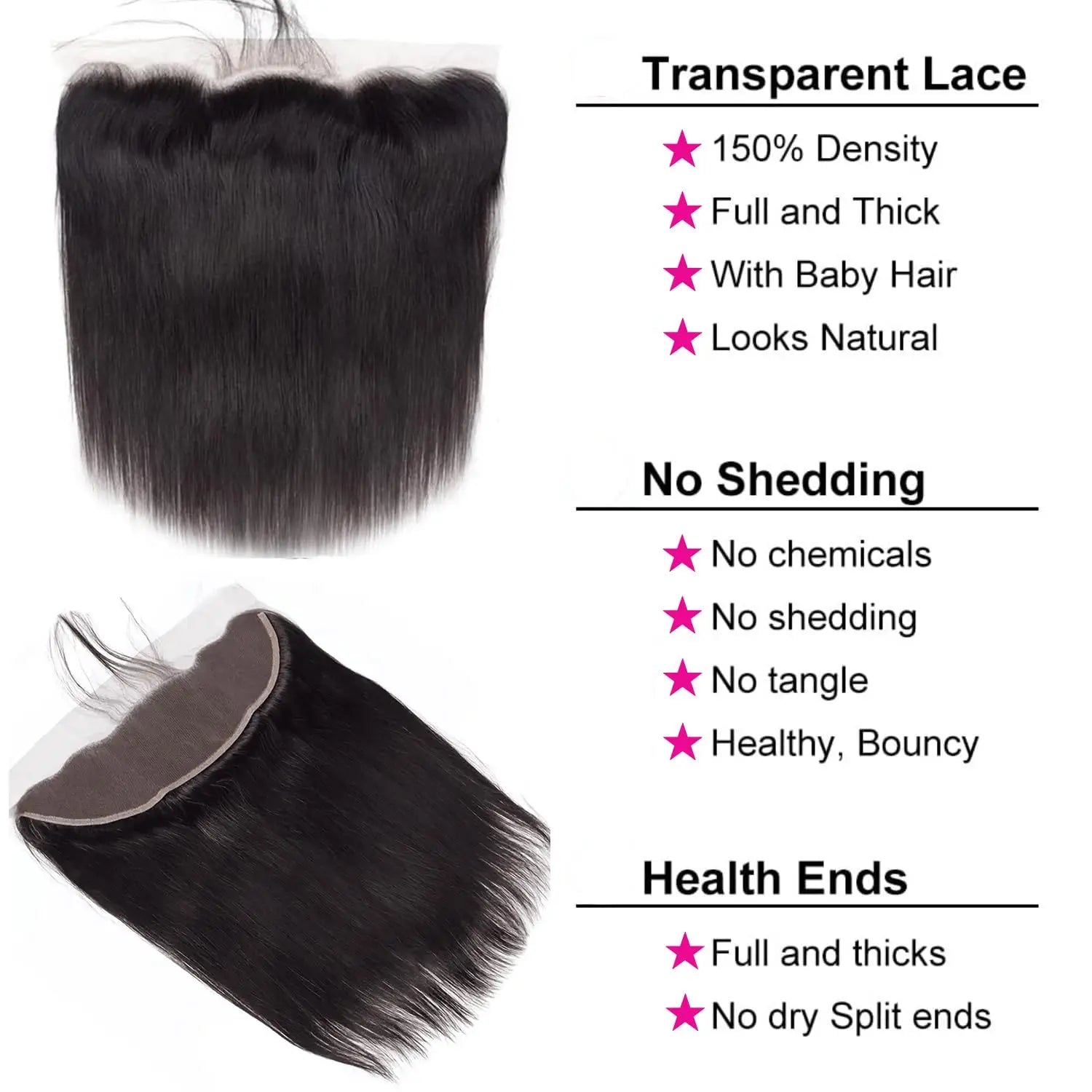 Straight Bundles Human Hair with Frontal Closure Brazilian 100% Human Hair Bundles with 13x4 Lace Frontal Virgin Weave 3 Bundles