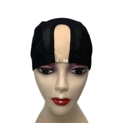 1PC 2X4 inch U part MONO/Lace Spandex Mesh Dome Wig Cap For Making wig Elastic Dome Mesh Cap small holes Dome caps for men women