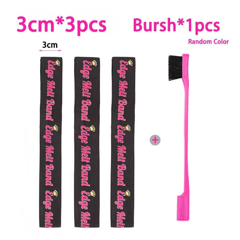 Edge Laying Scarf Elastic Headband For Wigs Lace Frontal 3Pcs Lace Melting Band With 1Pcs Double Side Edge Control Hair Comb