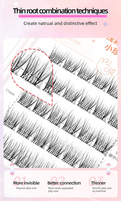 Yelix Self-adhesive Glue Free False Eyelashes Reusable DIY Segmented DIY Lashes Clusters No Glue Needed Natural Soft Lashes