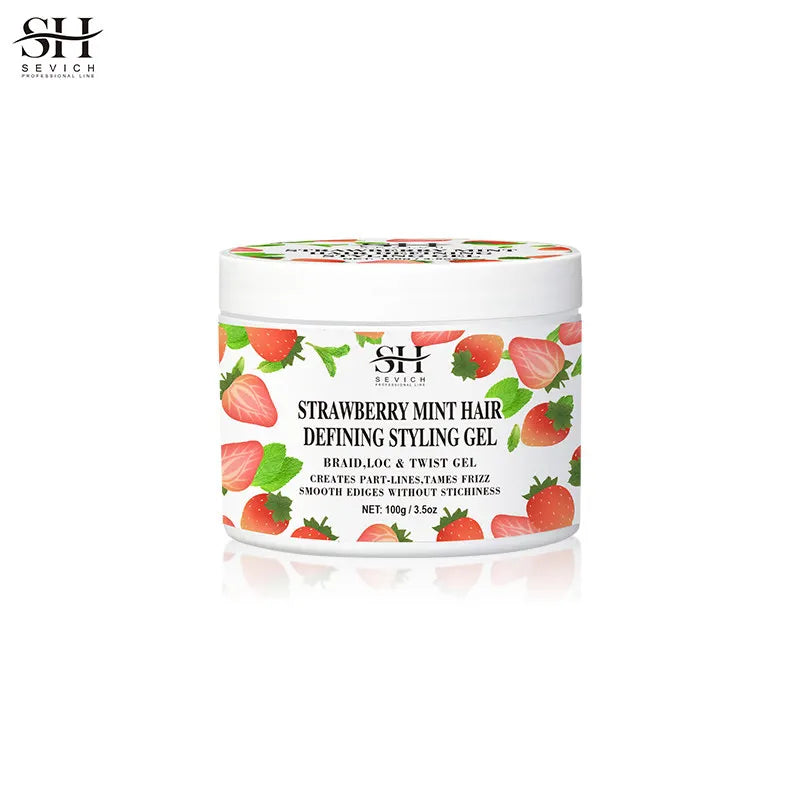 Strawberry Mint Hair Styling Gel Hair Pomade Professional Edge Control Wax for Wigs Women Lasting Edges Control Hair Wax Cream