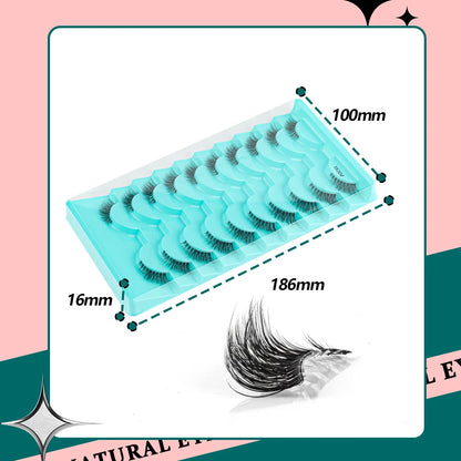 3D Mink Lashes 3/10 Pairs Cat Eye Half Lashes Natural Long False Eyelashes Strip Makeup Soft Fake Eyelash Extension Make Up Tool