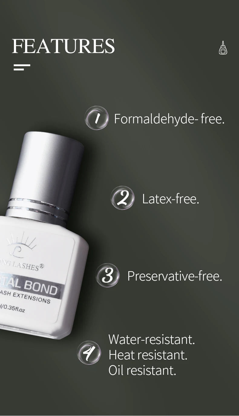 SONG LASHES Eyelash Extension Glue Individual False Lashes Transparent Clear Adhesive Kit for Professional Use 1-2 Sec Dry Time