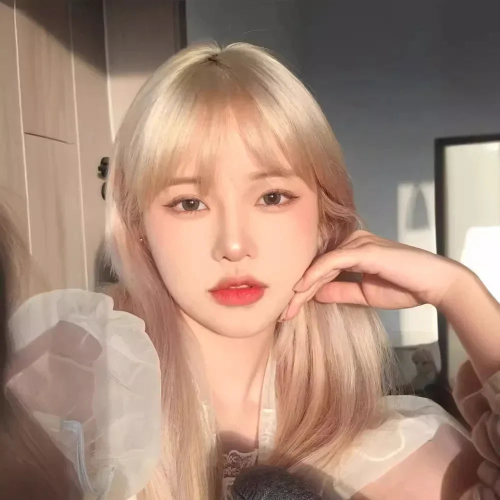 Whtie Wig with Bangs Long Straight Cosplay Wig for Party Fashion Lolita Headband Synthetic Wigs for Women