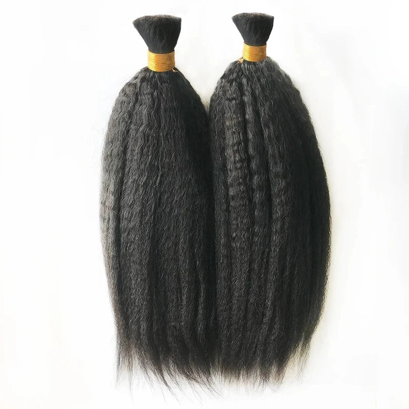 Kinky Straight Human Braiding Hair Bundles No Weft Yaki Straight Bulk Hair For Braiding 100% Unprocessed Human Hair Extensions