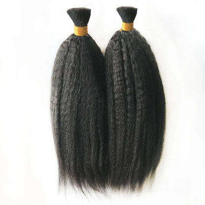 Kinky Straight Human Braiding Hair Bundles No Weft Yaki Straight Bulk Hair For Braiding 100% Unprocessed Human Hair Extensions