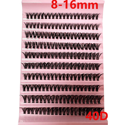 200 Pieces DIY Personal Lashes 40P Eyelash Cluster Natural Look Wispy Lashes 9-16MM D Curly Hair Personal Clusters Lashes Fluffy