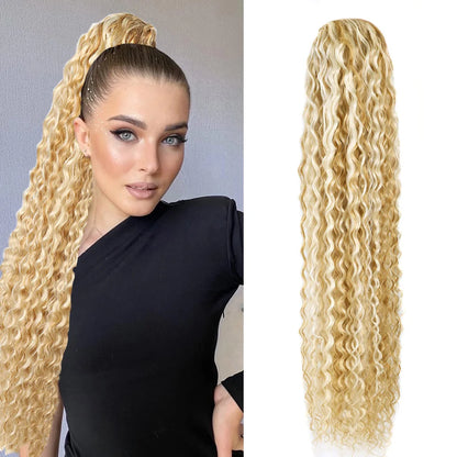 Long Curly Ponytail Extensions Synthetic Horse tails Curly False Tail For Women 32Inch Hairpiece Ponytail Hair Extensions