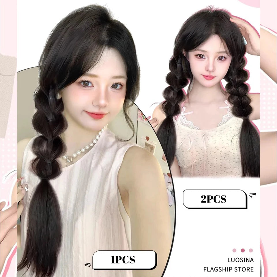 Ponytail Extension Bow Claw Curly Wavy Clip in Hairpiece Ponytail Hair Extensions Long Pony Tail Synthetic for Women Girl Daily