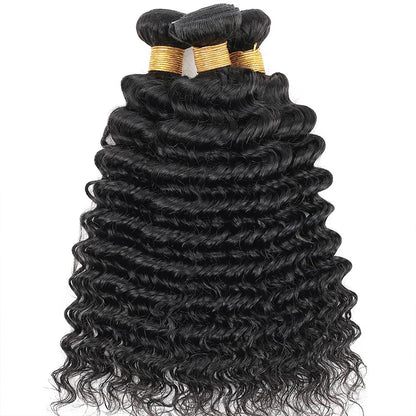 Deep Wave Bundles Human Hair Extensions Deep Curly Human Hair 1/3/4 Bundles Deals Peruvian Hair Deep Wave Human Hair Bundles