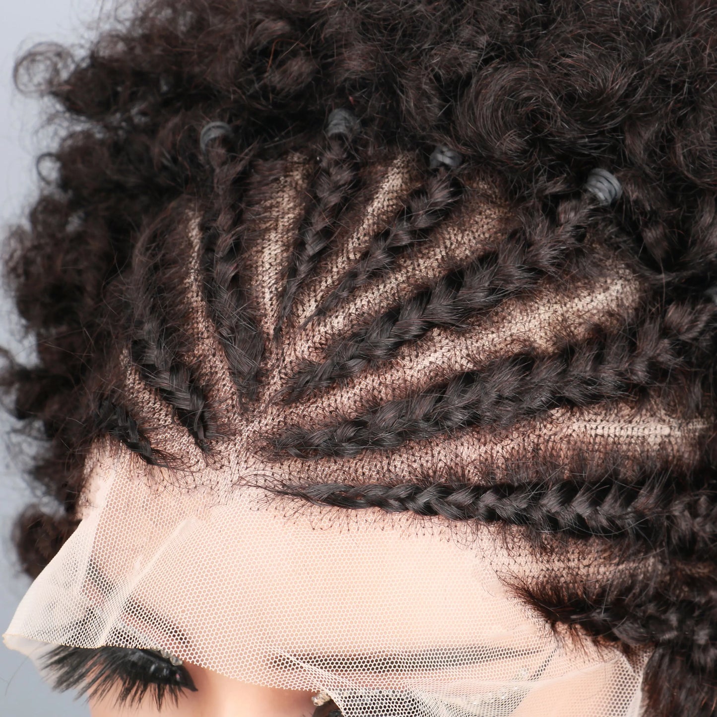 Braided Wigs for Black Women Human Hair Afro Puff Lace Frontal Hair Wigs Afro KinkyCurly Human Hair 13x4 Lace Front Pre Braided