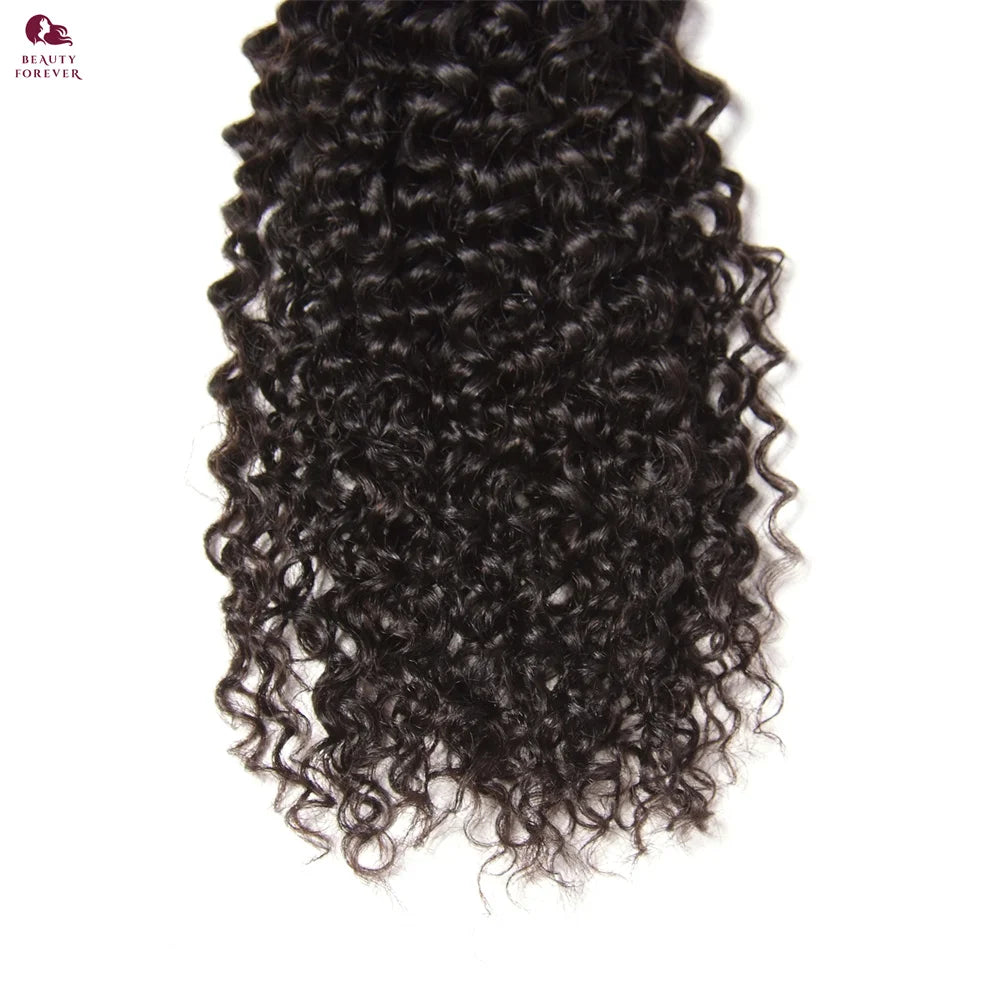 Beautyforever Malaysian Curly Human Hair Bundles With Lace Closure 100% Raw Virgin Human Hair Weave 3 Bundles With Lace Closure