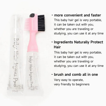 Edge Control Hair Gel Edge Brush Refillable Pocket Size Baby Hair Brush Kit Perfect Performance Long Lasting No White Residue
