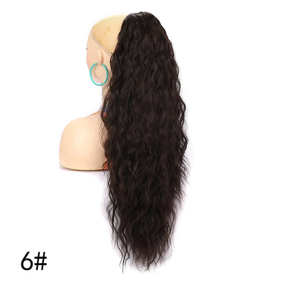 Ponytail Extension 30 Inch Extra Long Drawstring Wavy Curly Ponytails Black Brown Synthetic Fiber Fake Hair piece for Women