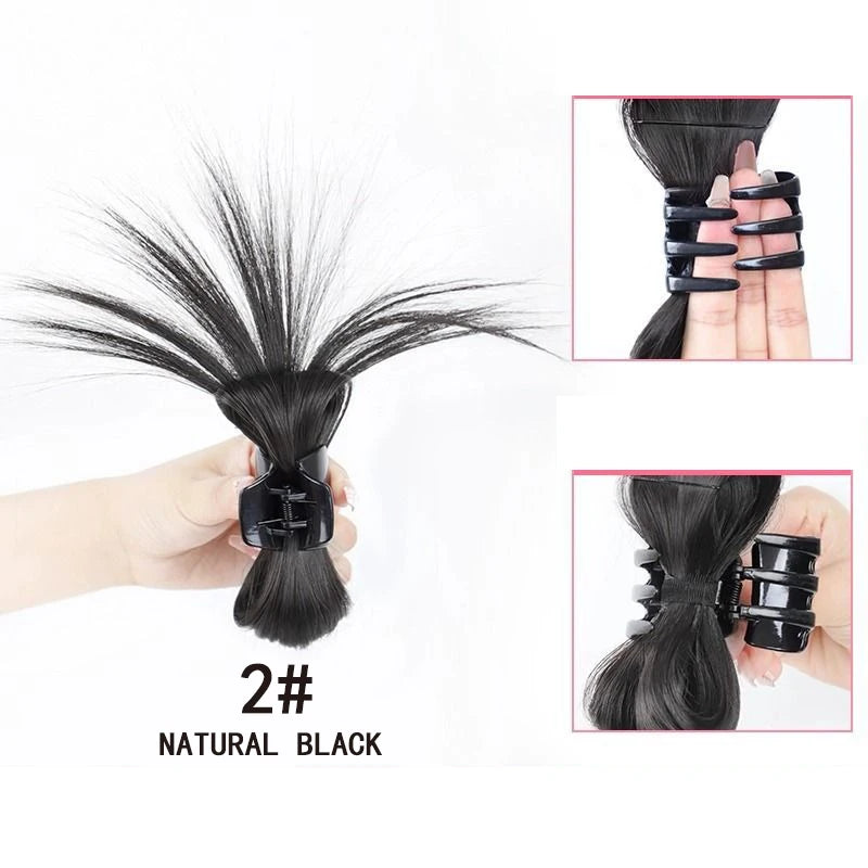 Synthetic  Women Half-tie Hair Claw Feather Shuttlecock Head Lazy Head Clip Wig Catch Clip High Ponytail Hair Accessories
