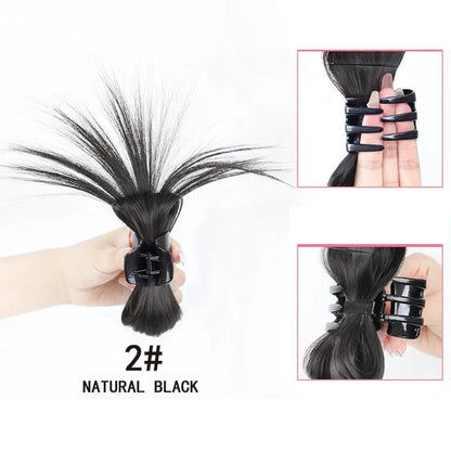 Synthetic  Women Half-tie Hair Claw Feather Shuttlecock Head Lazy Head Clip Wig Catch Clip High Ponytail Hair Accessories
