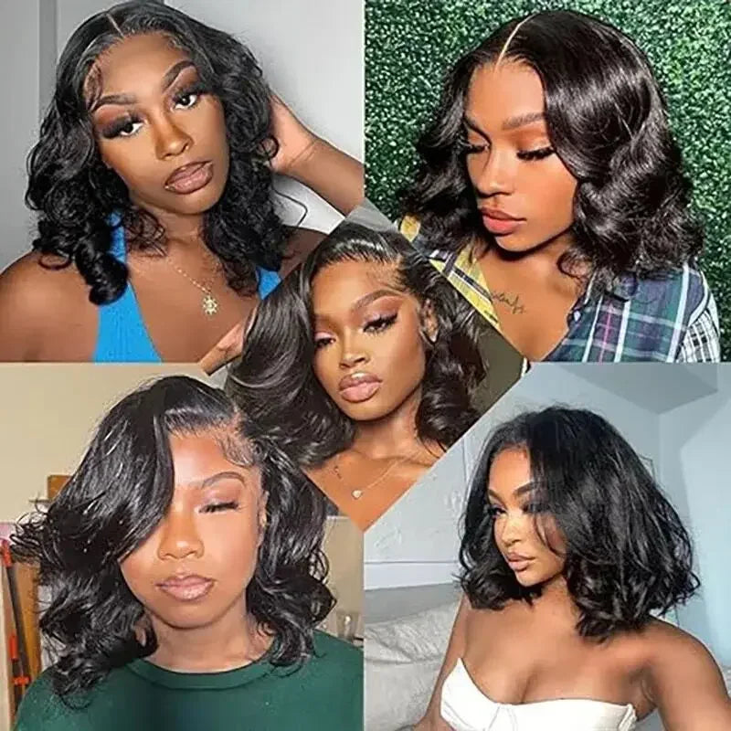 Peruvian Hair 13x4 Transparent Lace Frontal Wig Body Wave Bob Wig Human Hair Wigs Virgin Remy Hair Lace Front Wig Natural Color