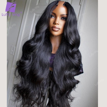 V Part Wig Human Hair Body Wave Brazilian Remy Hair VPart Wigs No Leave Out Glueless 180 Density U Part Wig For Black Women Luff