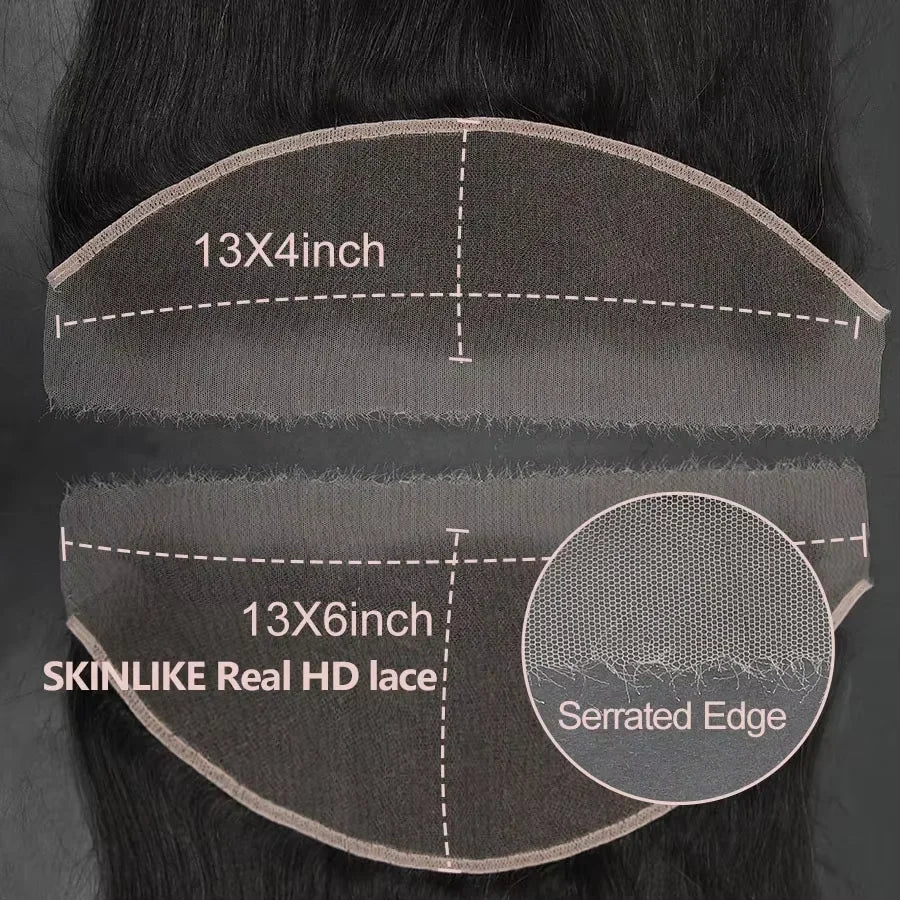 13X6 Lace Frontal 100% Human Hair 13X4 Straight Skinlike Real HD Lace Frontal Only Transparent Pre Plucked Virgin Raw Brazilian