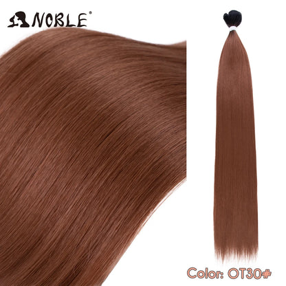 Straight Hair Extensions Bundles With Frontal Closure Synthetic Hair Bundles Salon Natural Hair Yaki Straight High Temperature