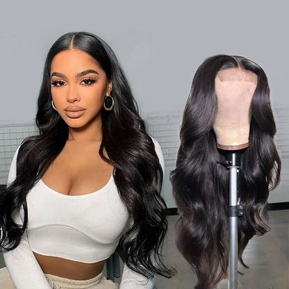 Premium Natural Black Wavy Synthetic Wig  for Women Middle Part Curly Natural Looking 22 Inch Long Full Volume
