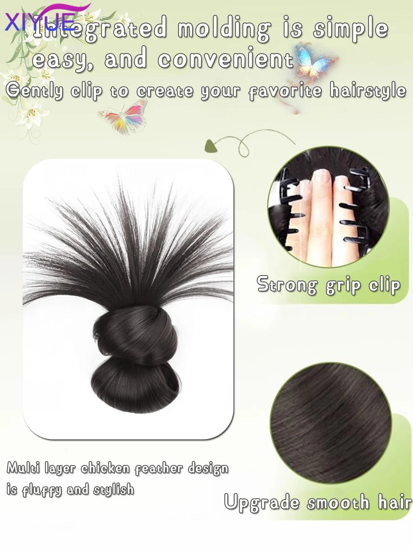 synthetic Half-tie Hair Claw Feather Shuttlecock Head Lazy Meatball Head Crab Clip Wig Catch Clip High Ponytail Hair Accessories