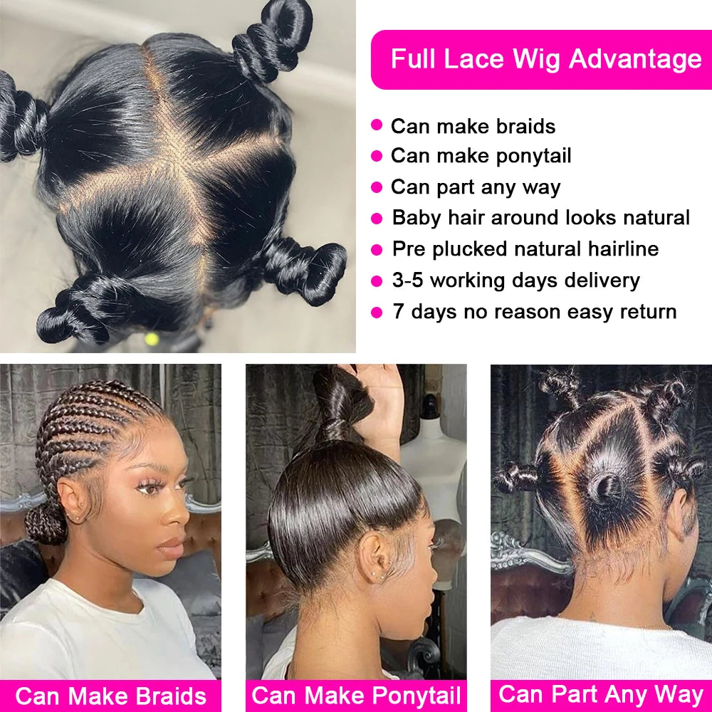 Full Lace Wig Straight 13x4/13x6 HD Lace Frontal Wigs For Women Brazilian Preplucked Lace Front Wig Human Hair 4x4 Closure Wig