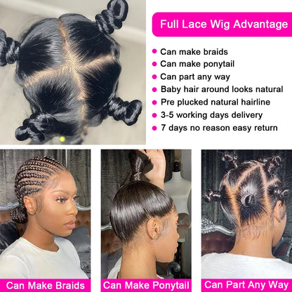 Full Lace Wig Straight 13x4/13x6 HD Lace Frontal Wigs For Women Brazilian Preplucked Lace Front Wig Human Hair 4x4 Closure Wig