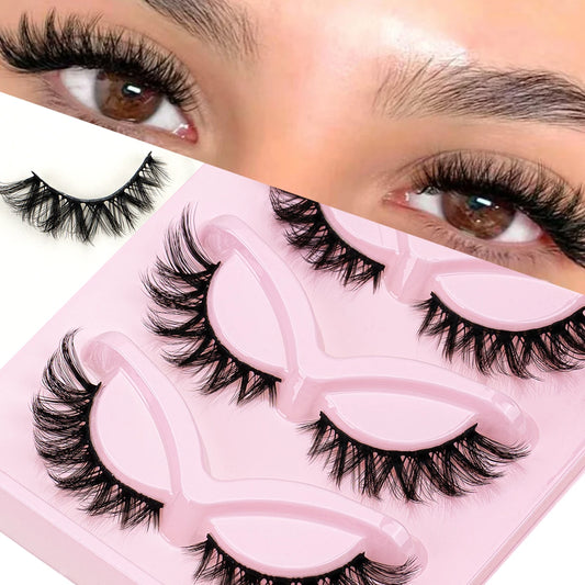 SEXYSHEEP Lashes Natural Look Mink Eyelashes Cat Eye Cosplay Cross Faux Mink Wispy Soft Lashes Makeup