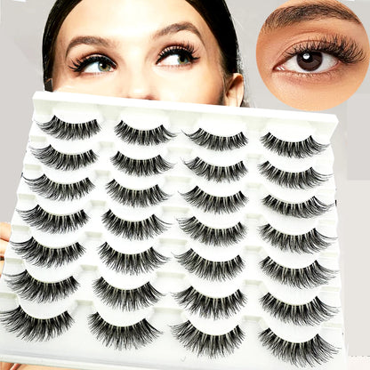 New Cat Eye Lashes Natural Look Short Lashes Wispy with Clean Band 13mm Hand-Knotted Manga False Eyelashes 14Pairs