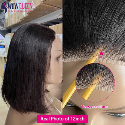 Glueless Short Bob Hair Wig Human Hair Ready To Wear Straight Transprent 4x4 Lace Closure Wigs For Women Brazilian Human Hair