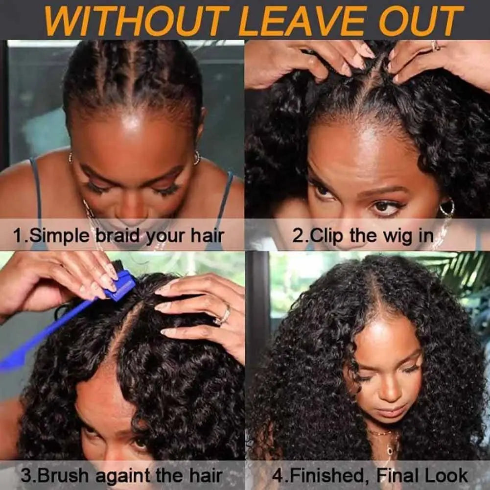 V Part Water Wave Human Hair Wigs No Leave Out 18-32 Inch Curly V Part Wigs Water Wave Malaysia V part Human Hair For Women