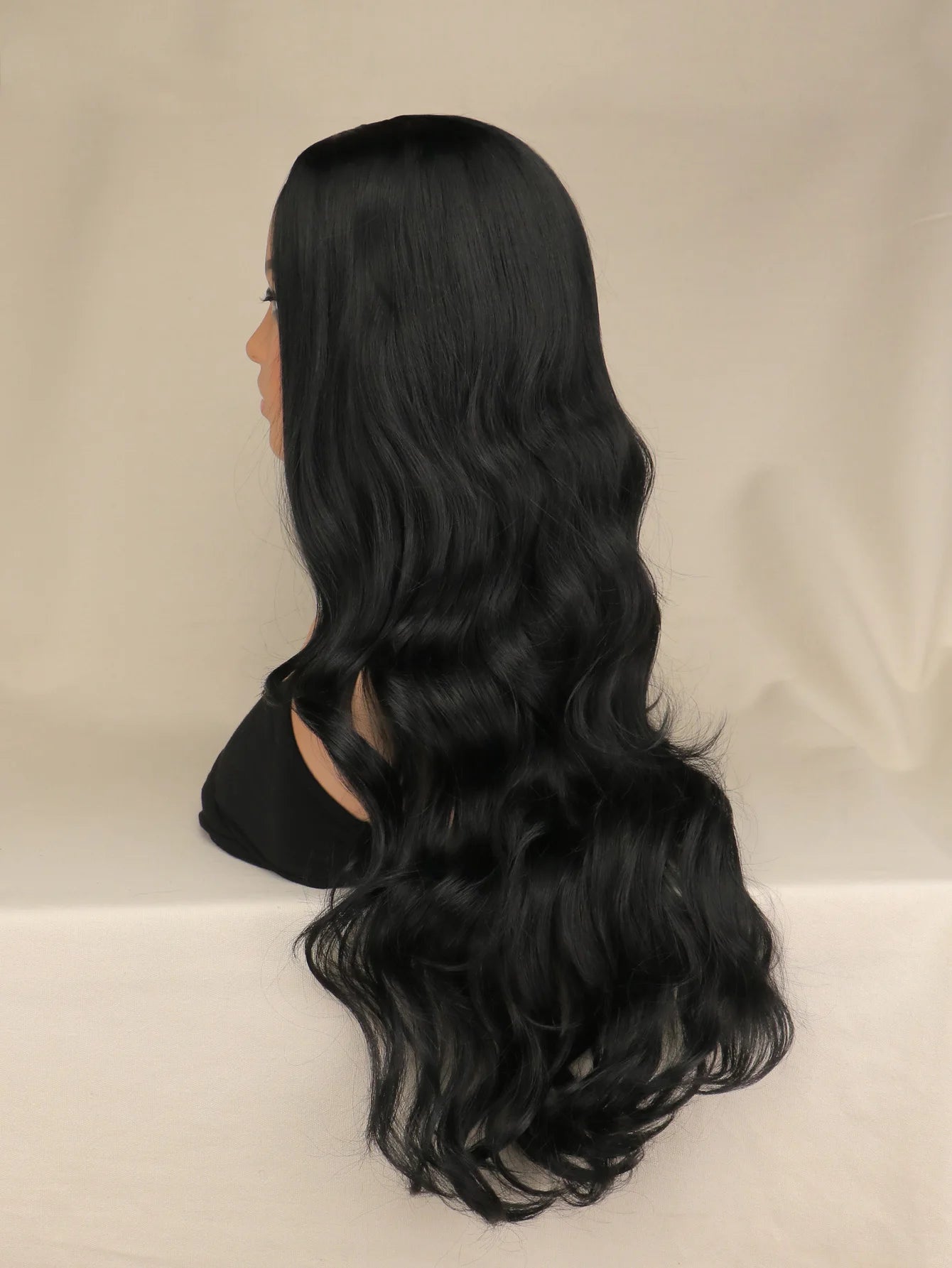 Long Black Wavy Hair Wigs for Women Natural Synthetic Curly Wig Heat Resistant Fiber Wigs for Daily Cosplay