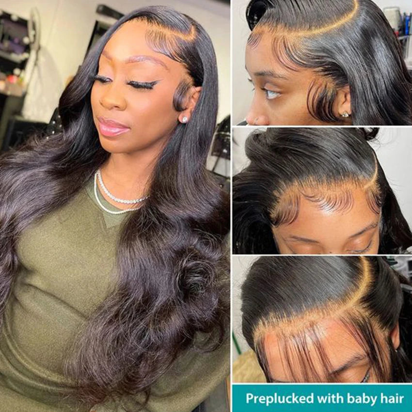 13x6 Lace Full Frontal Wigs Human Hair Body Wave 250% Density Brazilian Virgin Hair Preplucked Transparent Lace 13x4 Frontal Wig