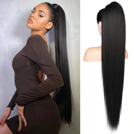 Ponytail Human Hair Extensions With Clip In Drawstring Ponytail Straight Body Wave Brazilian Pony Tail For Women Queen Hair