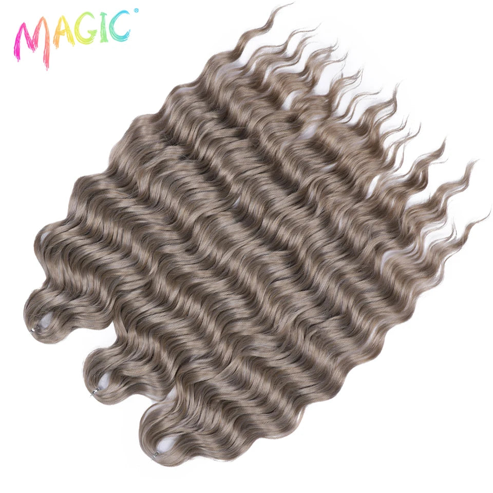Magic Hair Synthetic Loose Deep Wave Braiding Hair Extensions 24 Inch Water Wave Braid Hair Ombre Blonde Twist Crochet Curly Hai