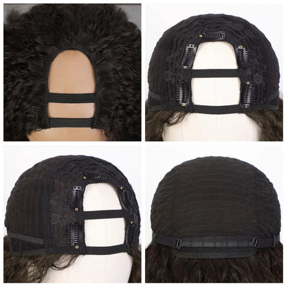 Afro Curly U Part Wig Synthetic Braided Hair Texture with Unique Bouncy Curls in the End 24 "Soft Kinky Straight Full Hair Wigs