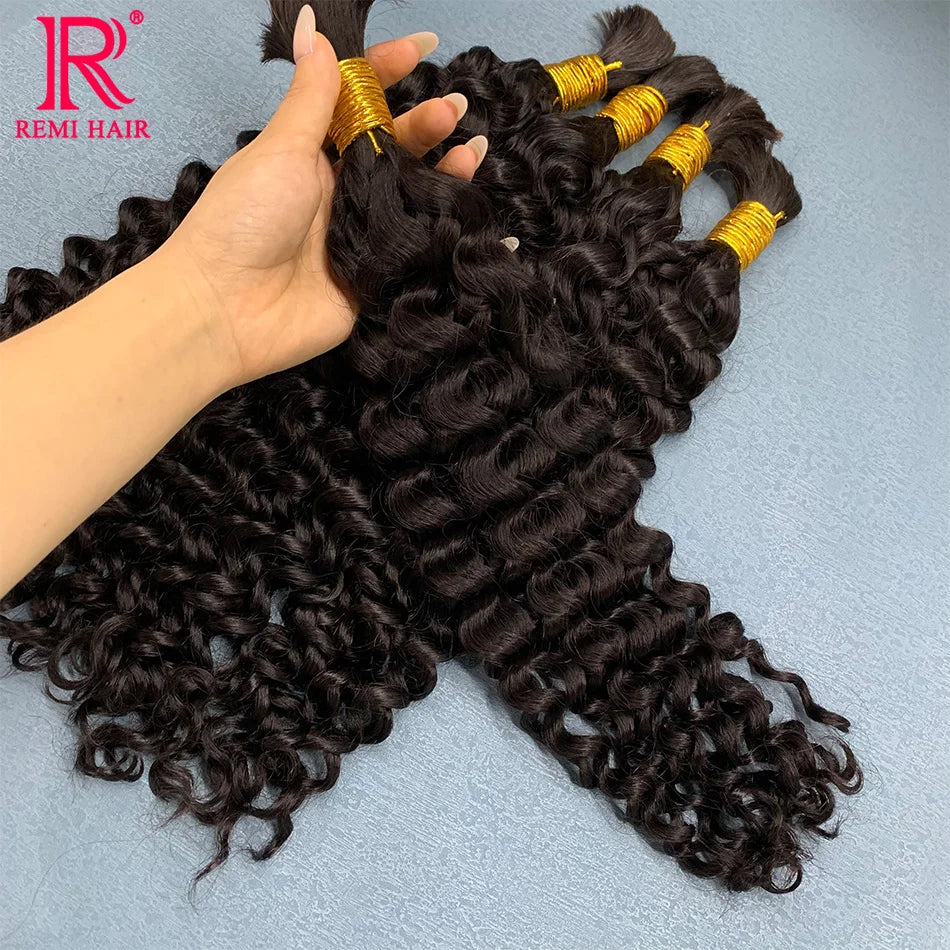 Indian Hair Loose Deep 100% Real Remy Hair Bulks Unprocessed No Weft Curly Human Hair Extensions Weaving Hair for Women Braiding